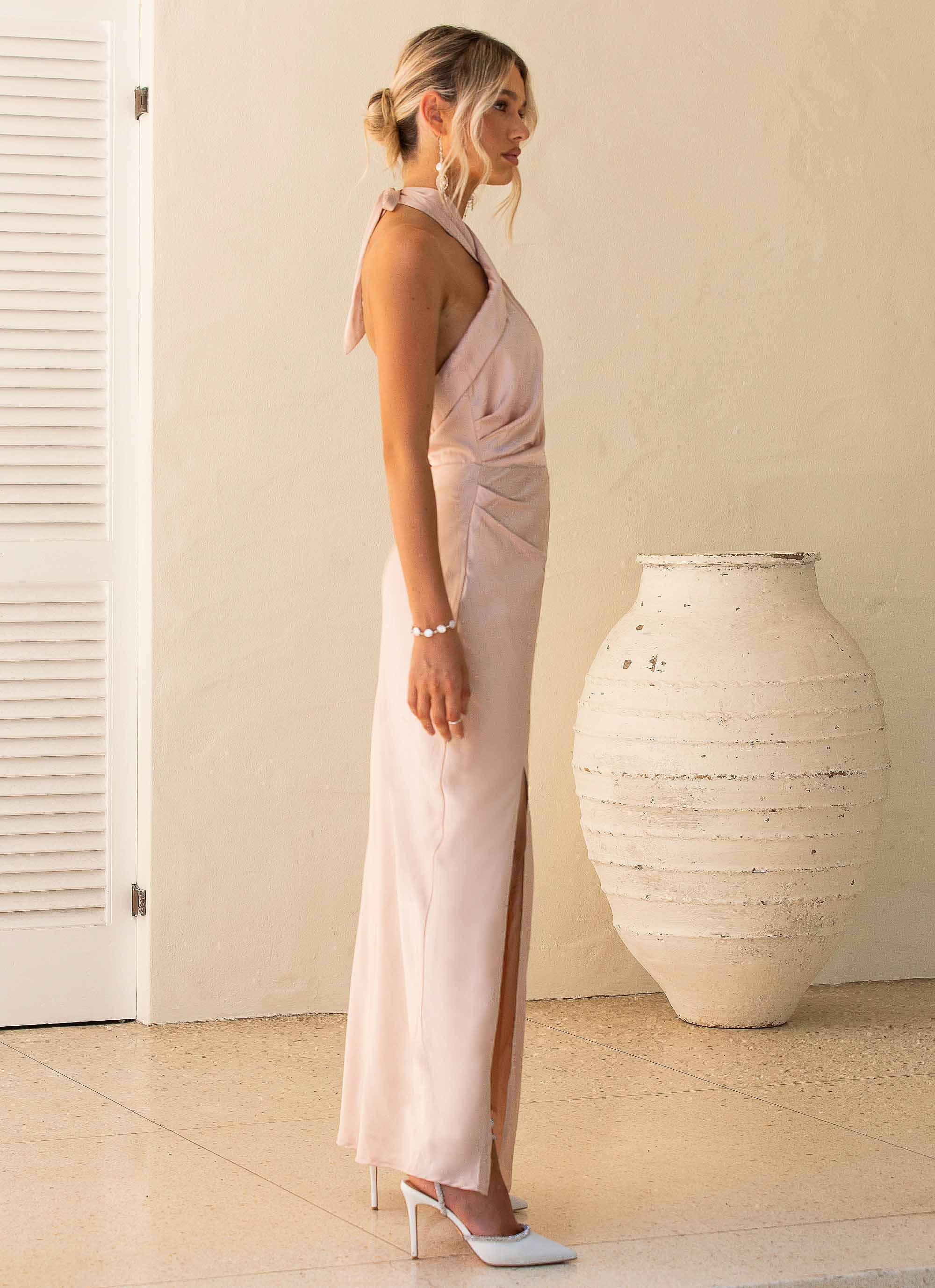 You and I Satin Maxi Dress - Pink Cloud