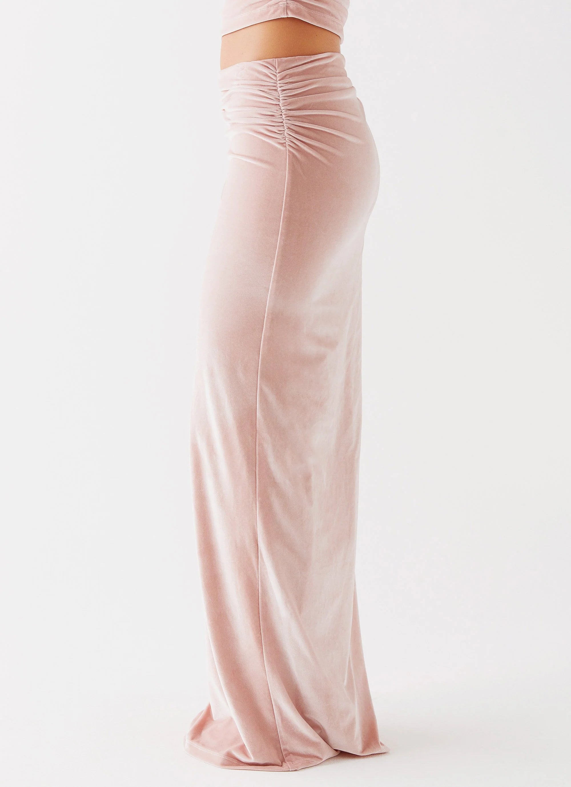 Josie Velvet Maxi Skirt - Pink