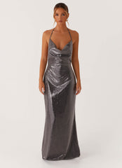 Sleek Love Sequin Maxi Dress - Silver Sequin