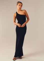 Twin Flame Knit Maxi Dress - Black