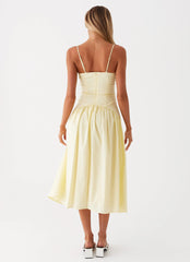 Yvette Corset Midi Dress - Yellow