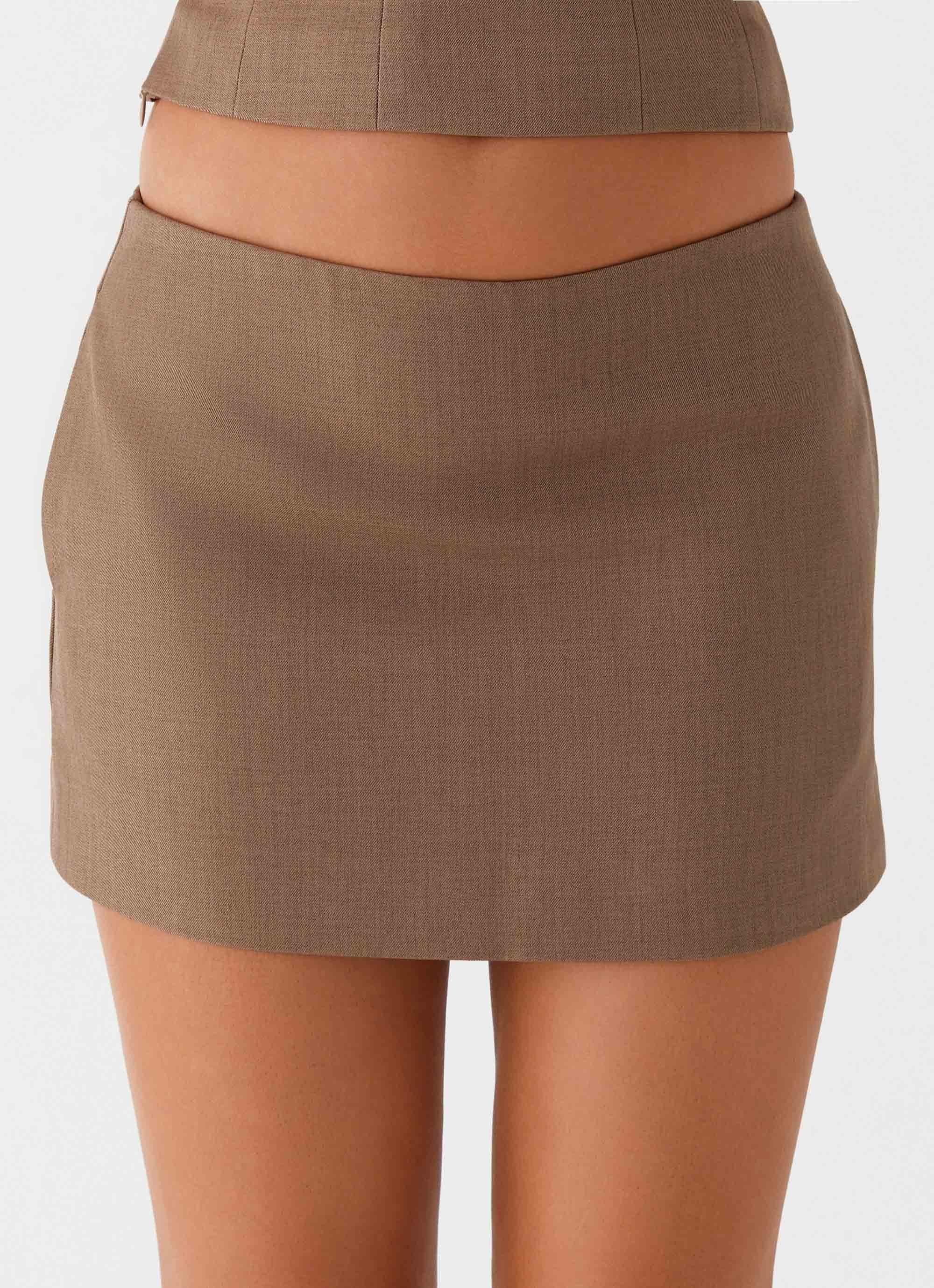 Southerly Low Rise Mini Skirt - Brown Beige