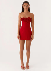 Patsie Strapless Mini Dress - Red