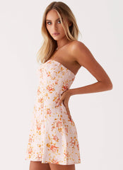 Cali Strapless Mini Dress - Pink Floral