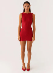 Take Five Summer Knit Mini Dress - Red