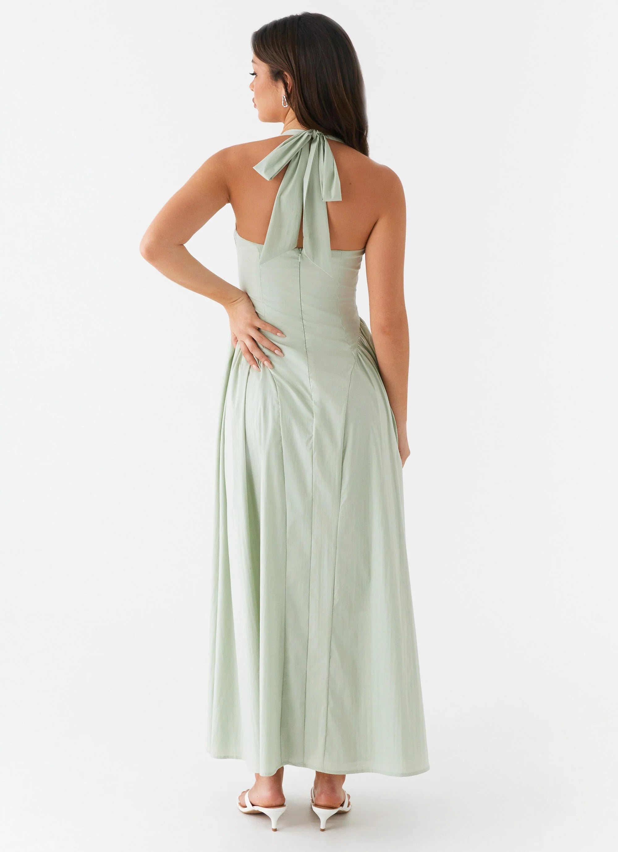 Olenna Halterneck Midi Dress - Sage