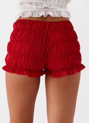 Girls Like Us Ruched Mini Shorts - Red