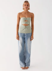 Micha Strapless Top - Khaki