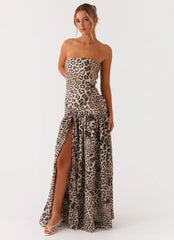 Eden Strapless Maxi Dress - Leopard