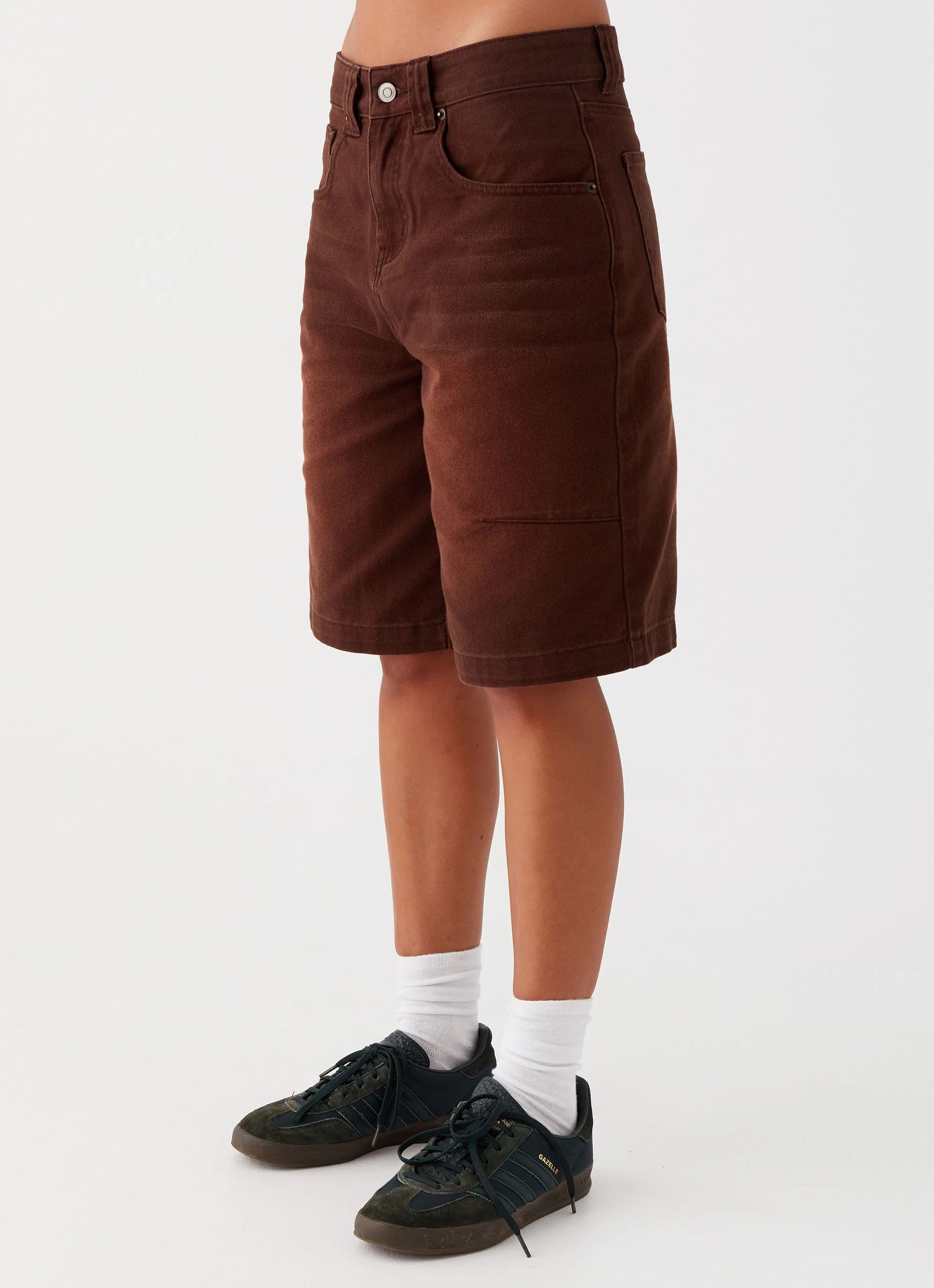 Heading South Denim Jorts - Brown