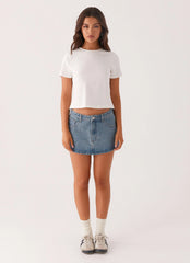 Carrie Denim Mini Skirt - Washed Indigo