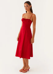 Thoughts Of You Midi Dress - Red