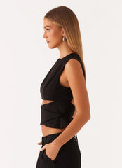 Cyra Wrap Top - Black