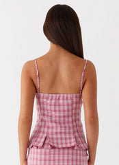 Mamita Ruched Top - Pink Check