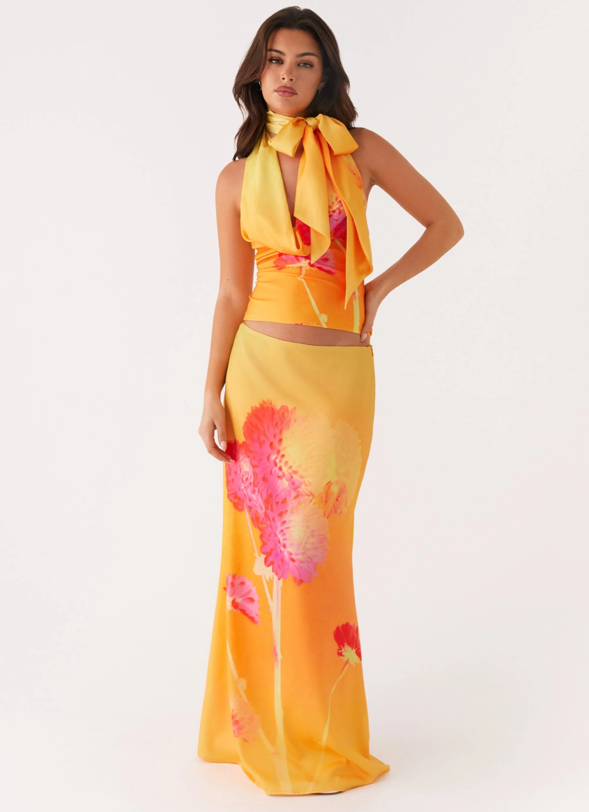 Marrakesh Maxi Skirt - Orange Floral