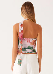 Hot Like Me Scarf Top - Pink Floral