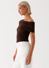 Gabbie Off Shoulder Top - Chocolate