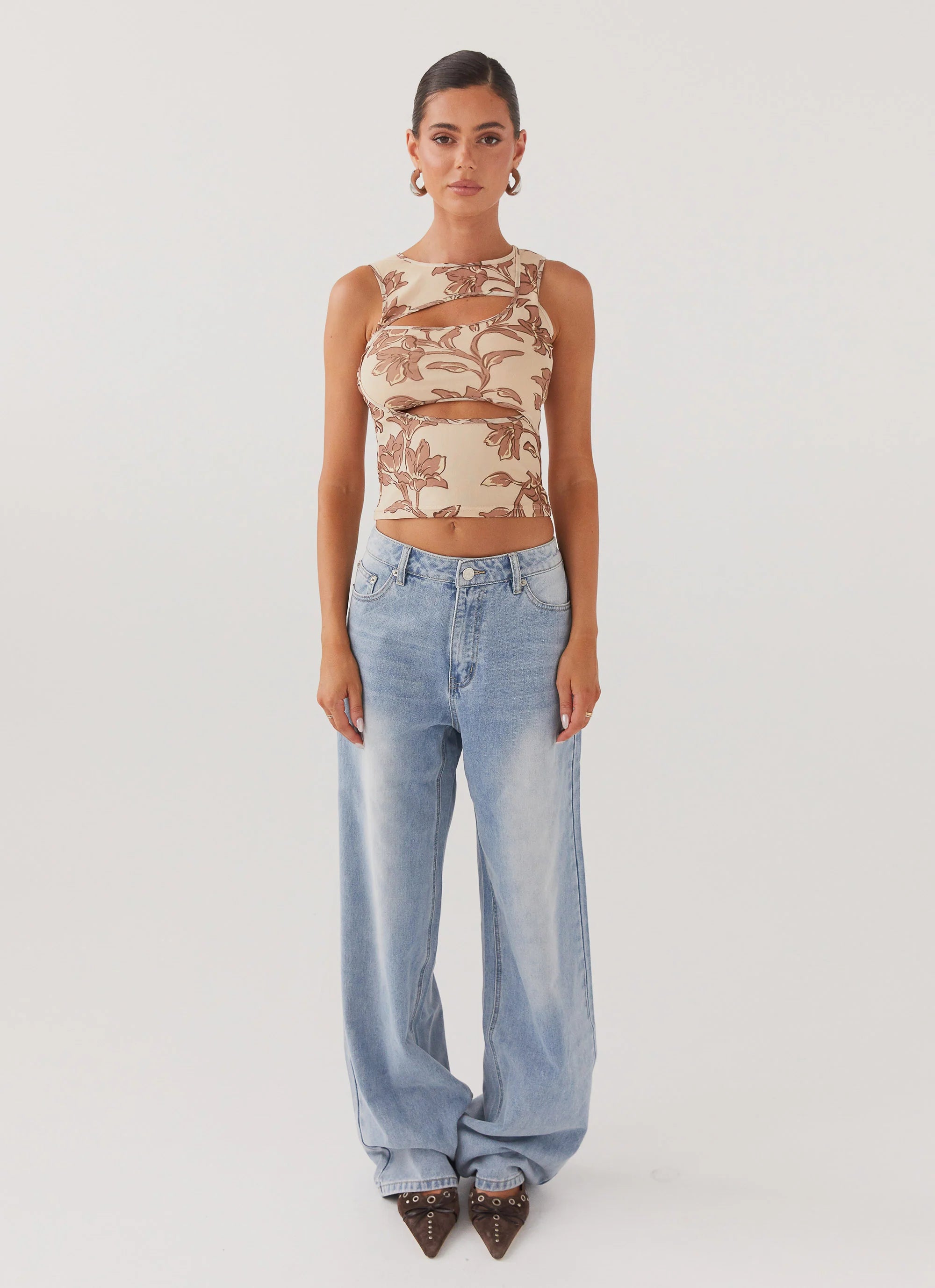 Beyond Cut Out Mesh Top - Hazel Bloom