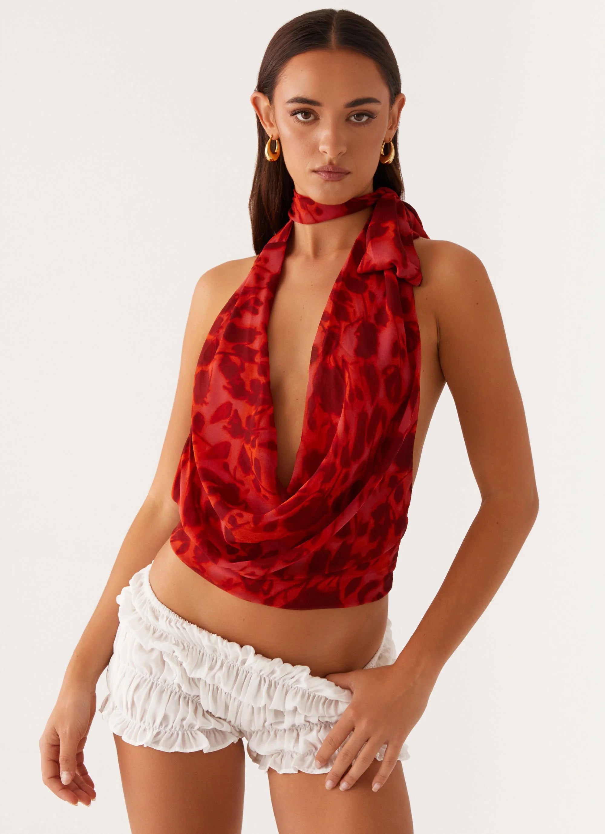 Best Self Top - Deep Red Floral