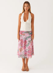 Valley Midi Skirt - Pink Floral