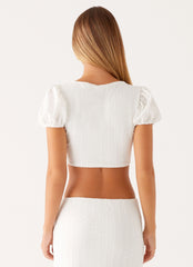 Cammy Tie Top - White