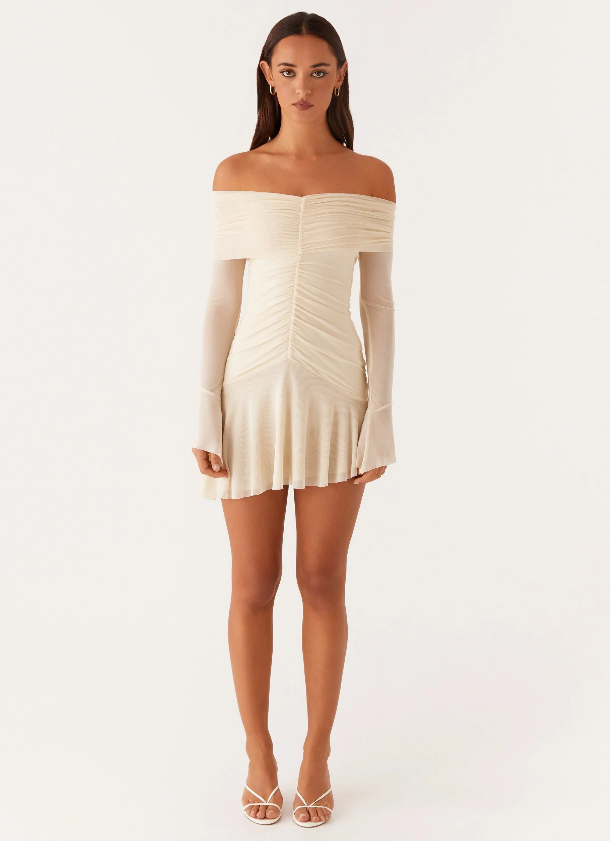 Ellis Ruched Mini Dress - Pastel Yellow