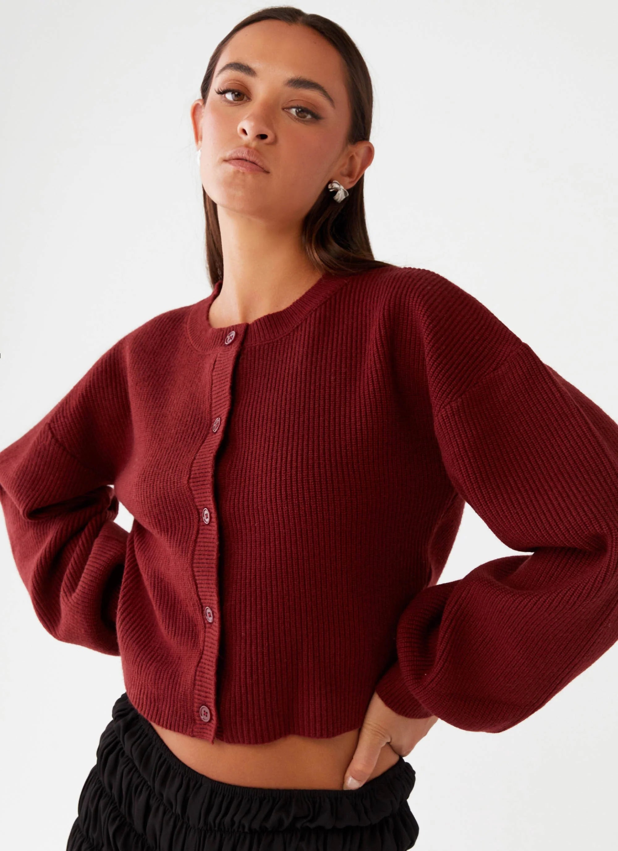 Daphne Knit Cardigan - Maroon