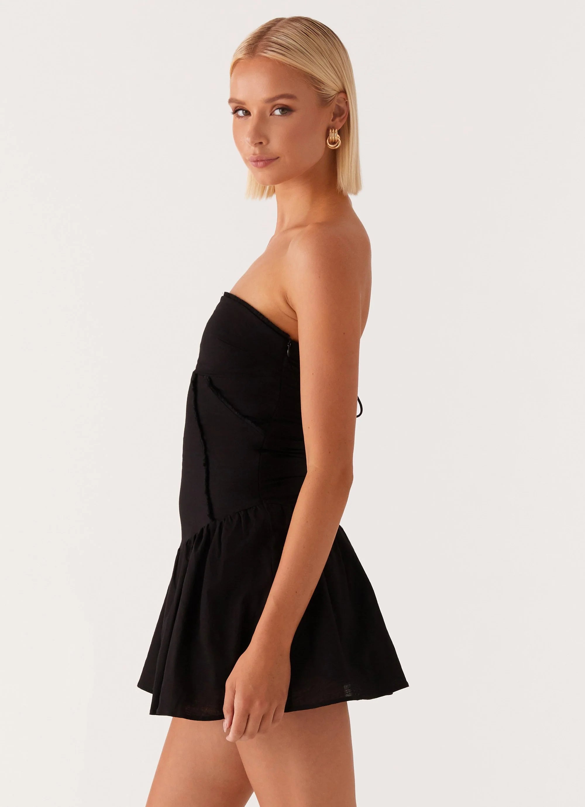 Larnie Linen Mini Dress - Black