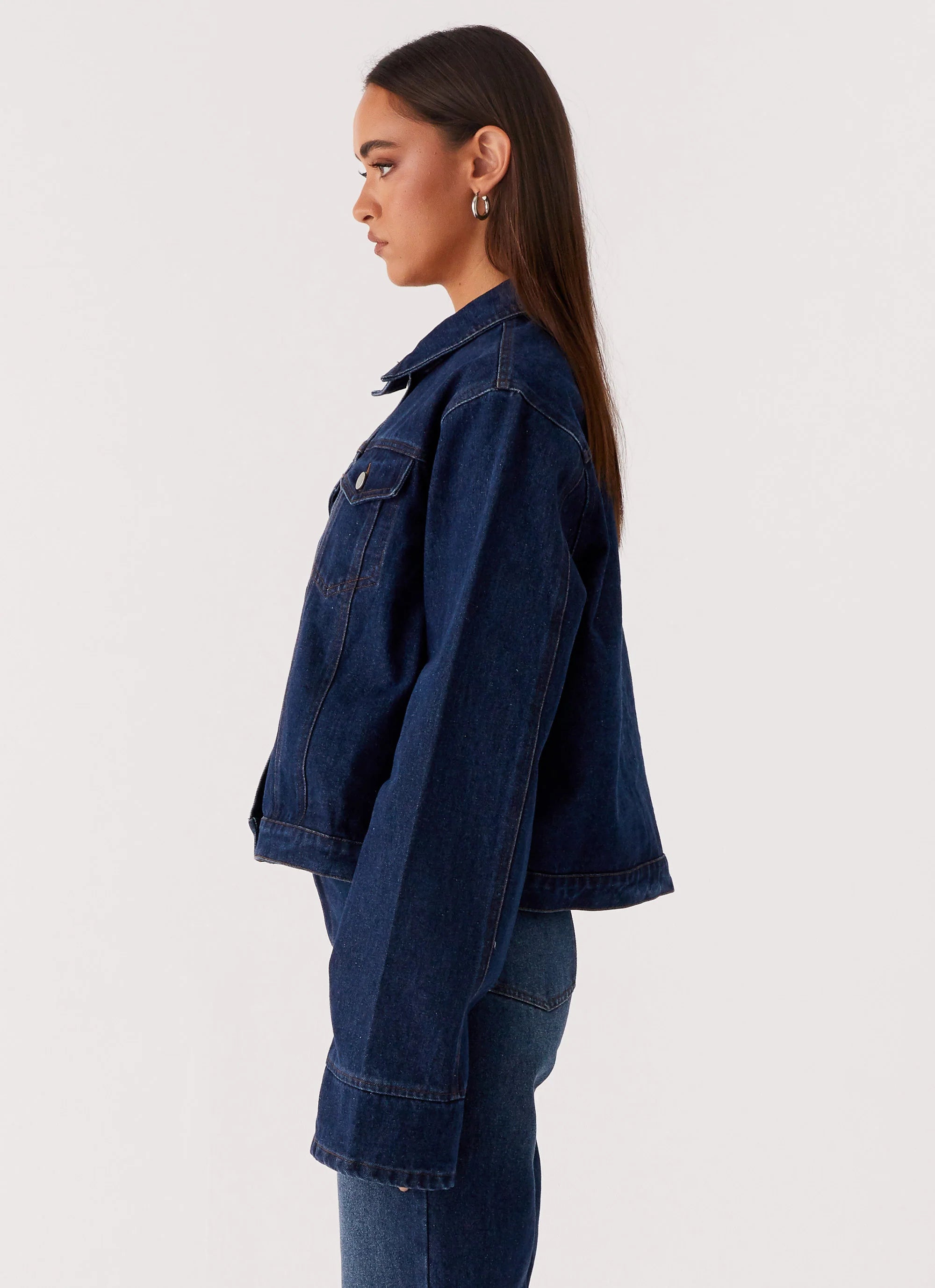 Back Again Oversized Denim Jacket - Vintage Blue