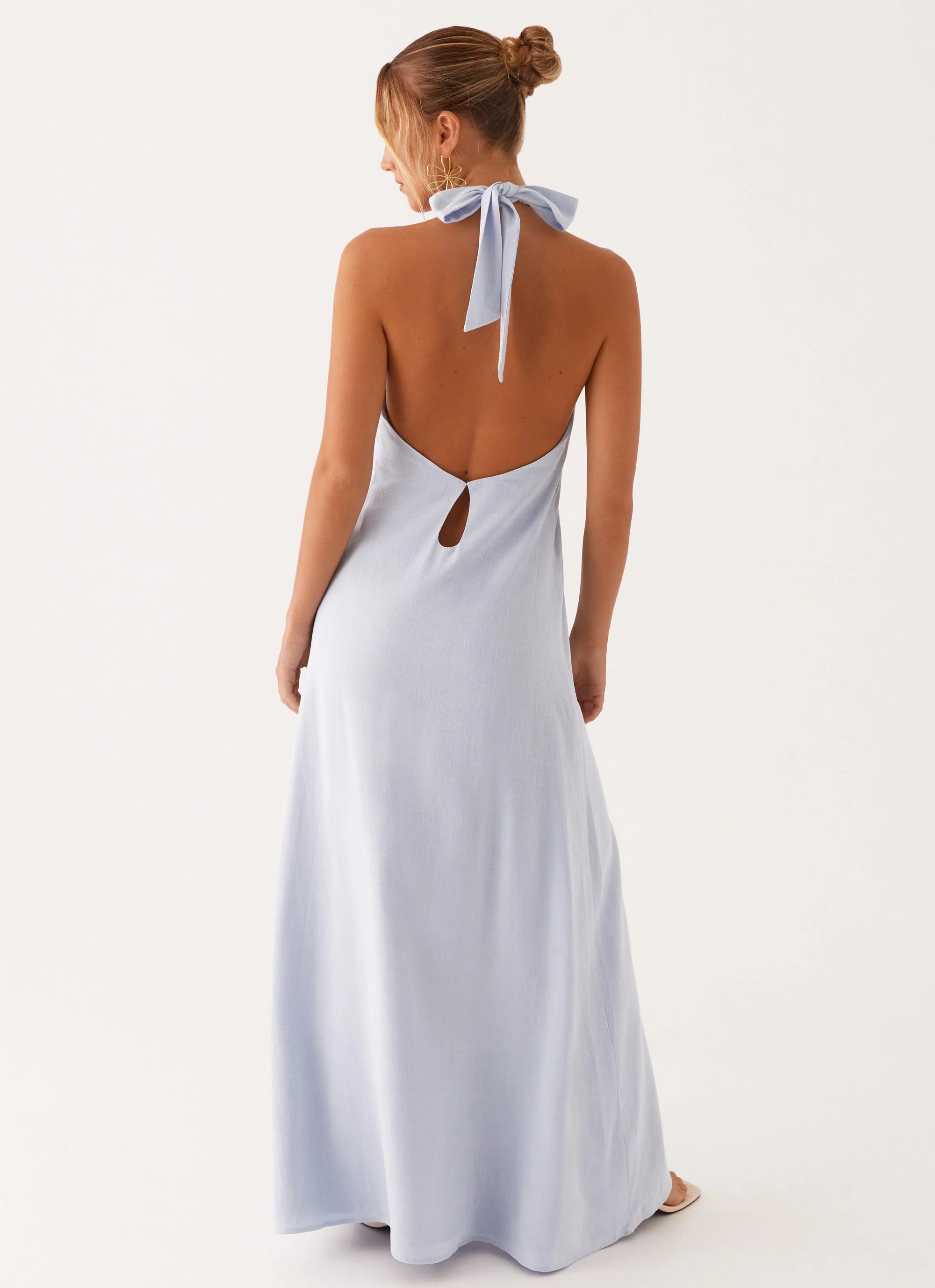 Golden Child Linen Maxi Dress - Blue