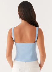 Pia Cut Out Top - Pastel Blue