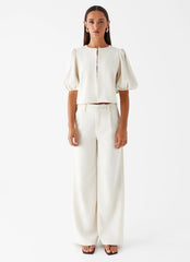 Leila Suiting Pants - Ivory