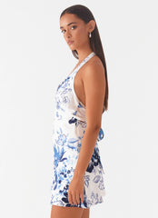 Heavy Hearted Mini Dress - Serene Sky Print