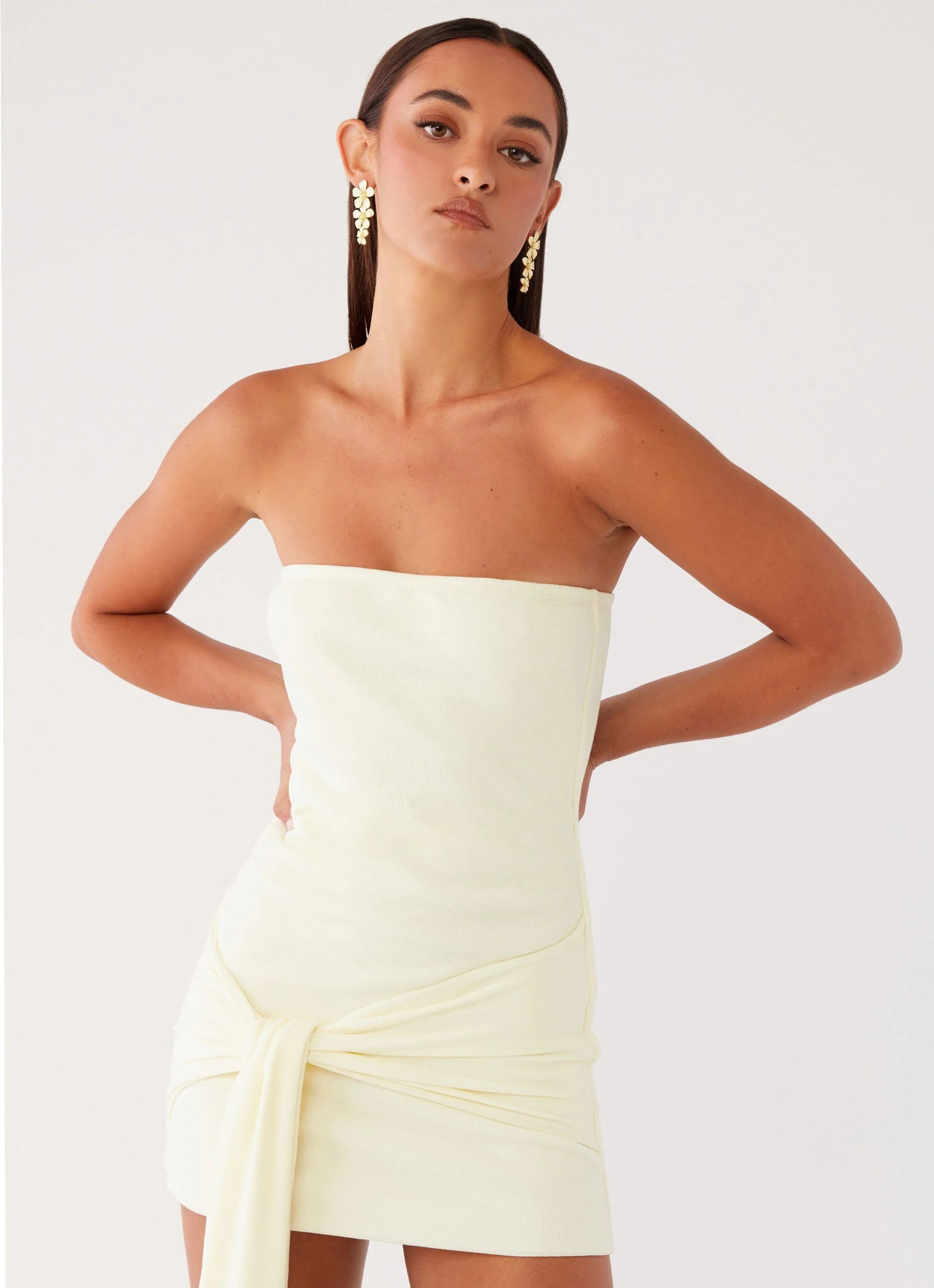 Eternal Gaze Strapless Wrap Mini Dress - Ivory