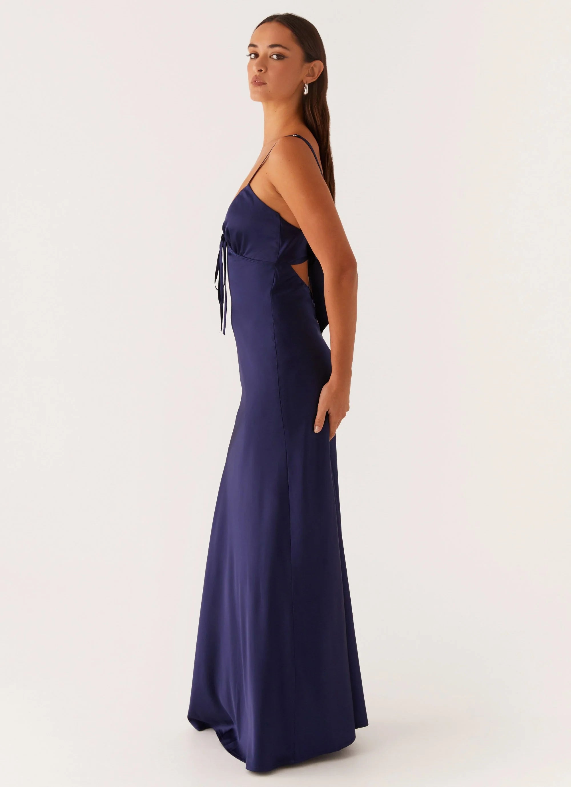 Flora Satin Maxi Dress - Navy