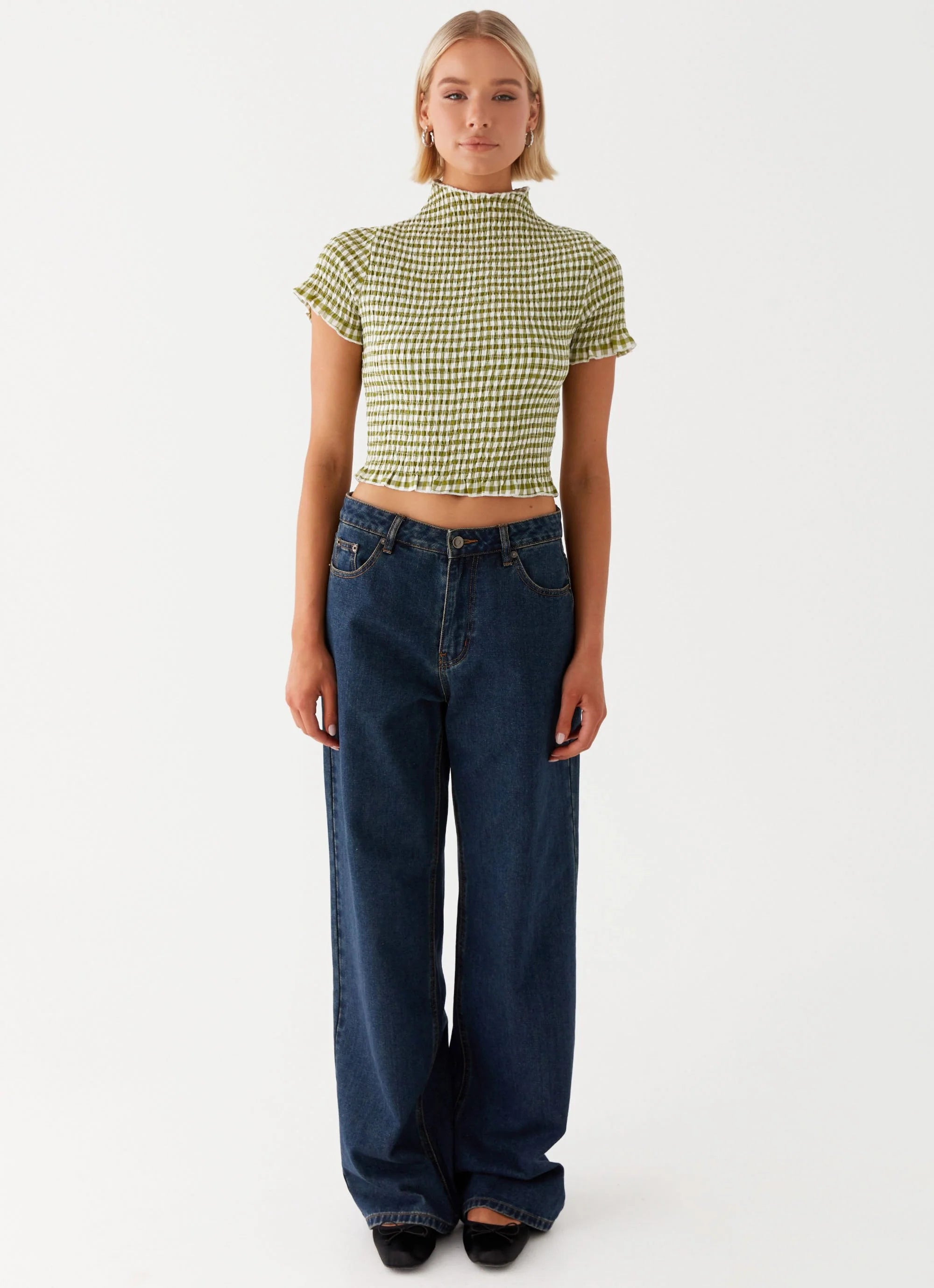 Cleo Tee - Khaki Gingham