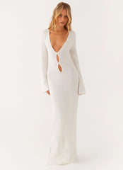 Open Air Knit Cut Out Maxi Dress - Ivory