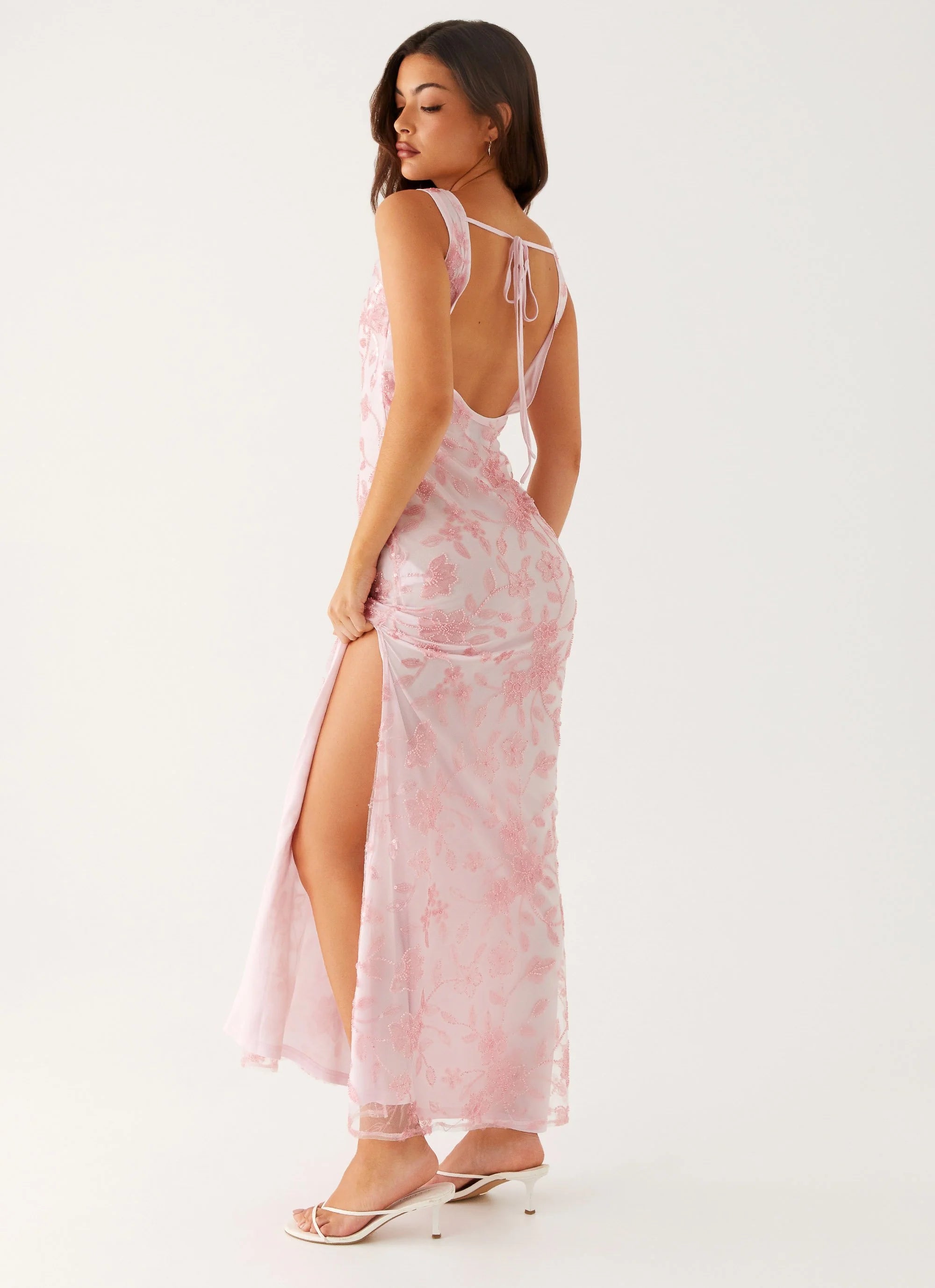 Moorey High Neck Maxi Dress - Pink