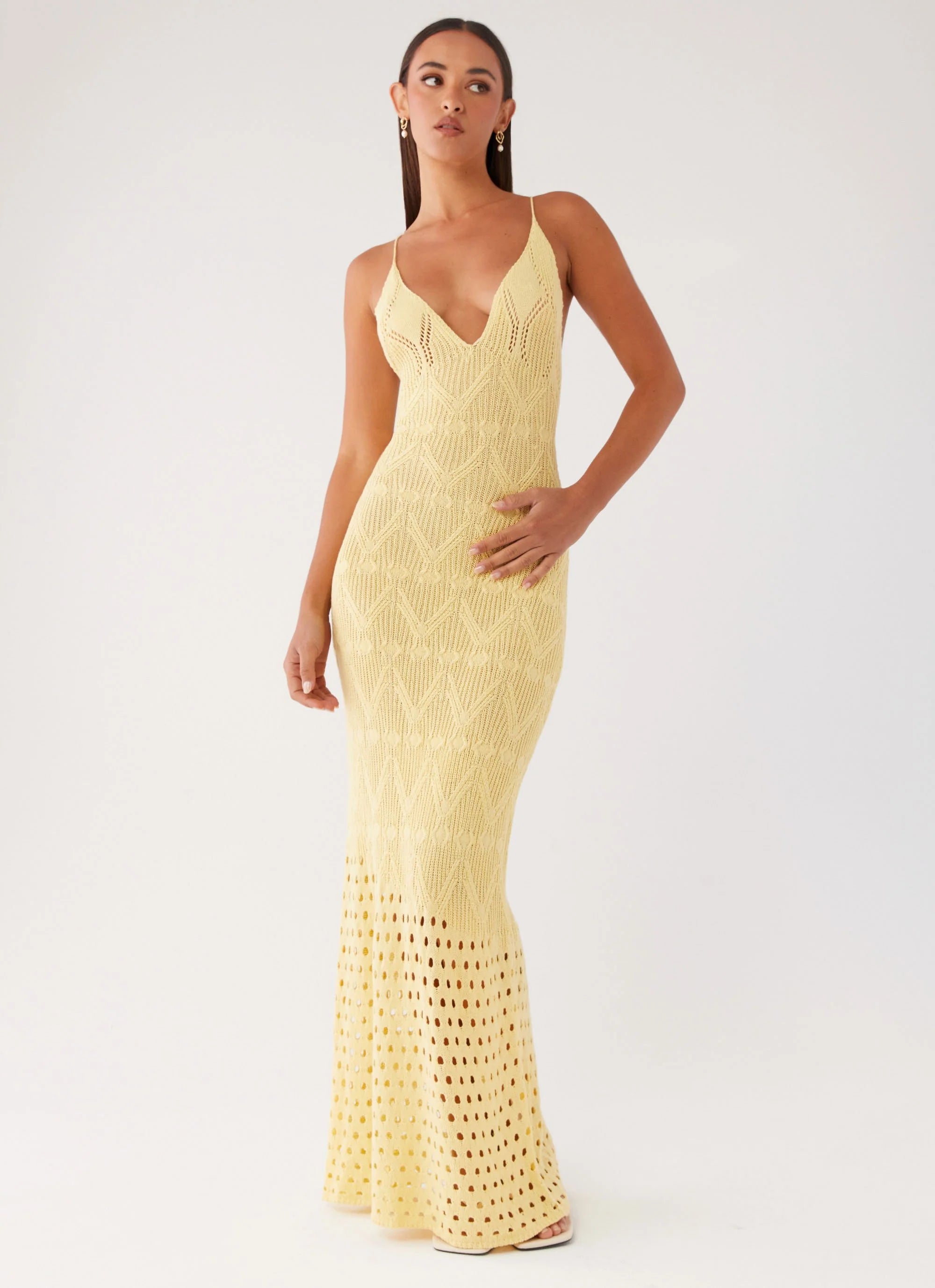 Vivid Dreams Crochet Maxi Dress - Yellow