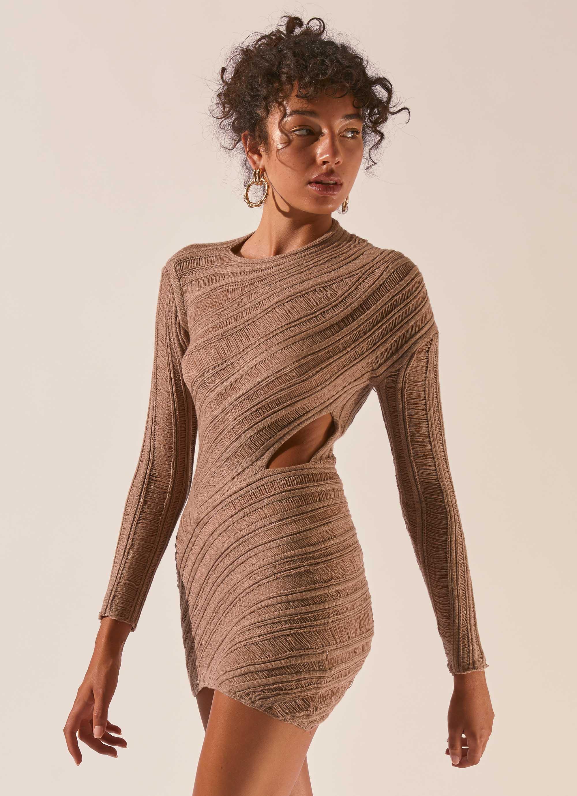 Angels Wing Mini Dress - Taupe