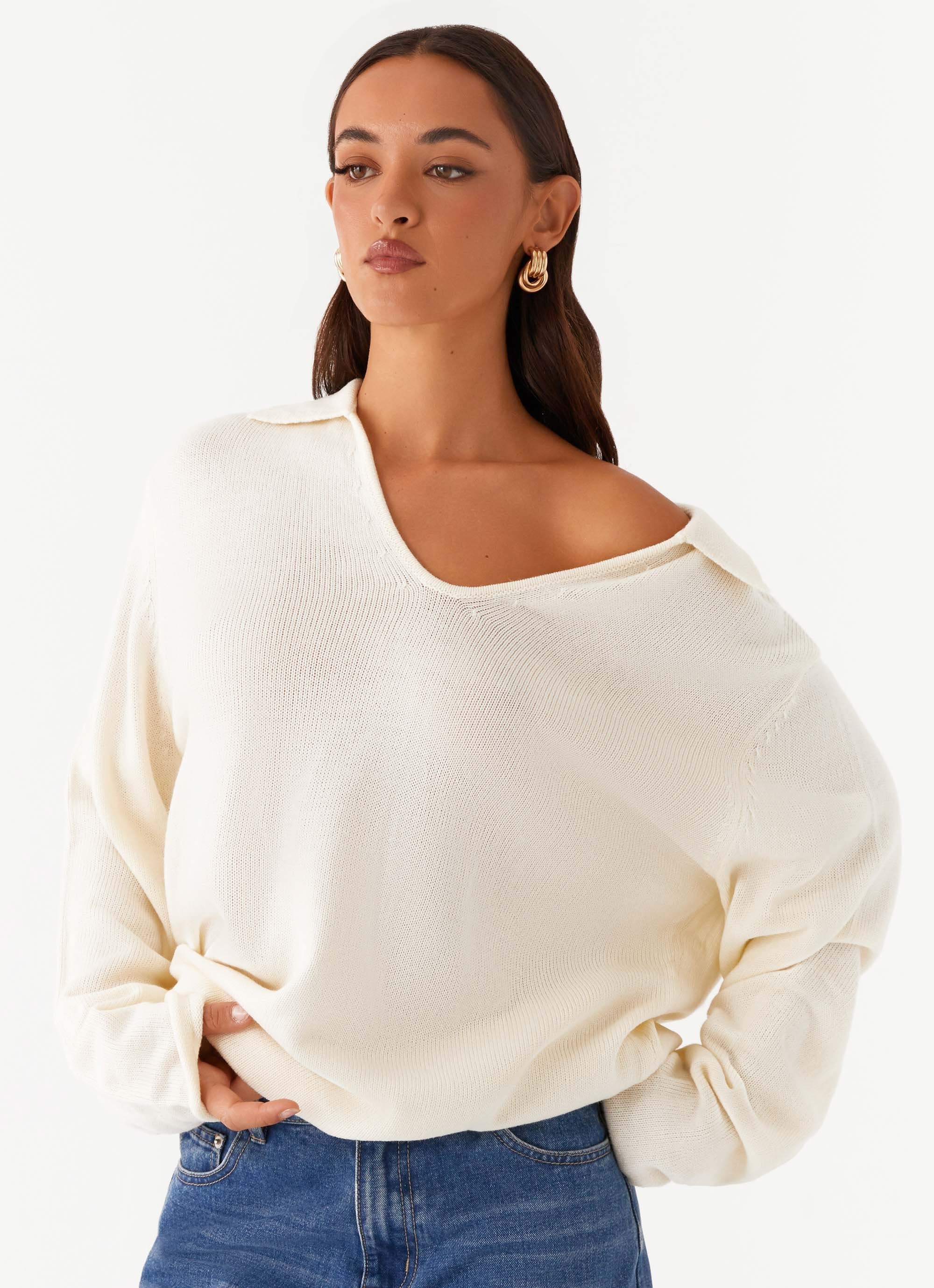 Deena Knit Sweater - White