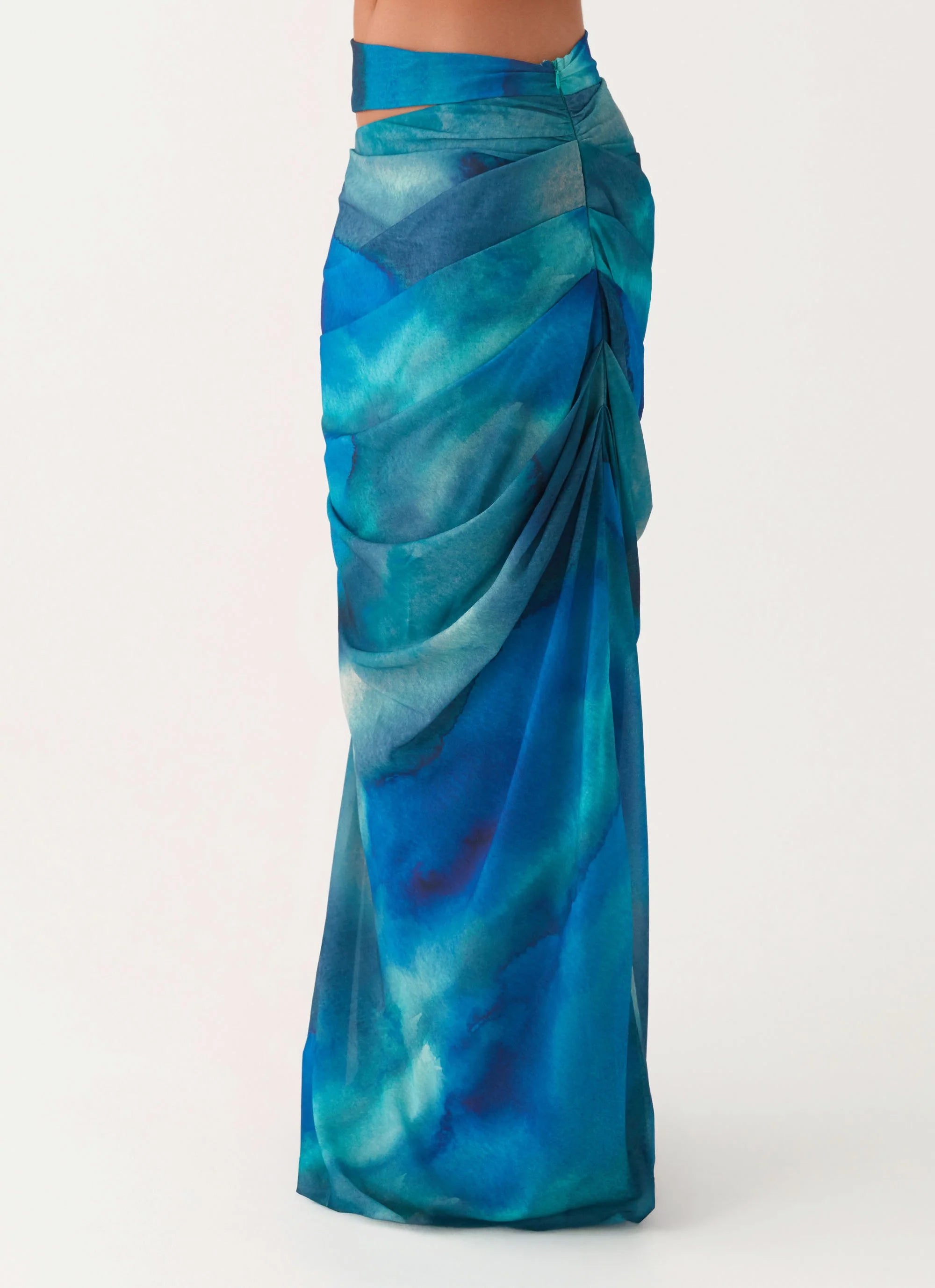 Austin Cut Out Maxi Skirt - Blue Tie Dye