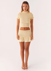 Sweetest Pie Mini Skirt - Yellow Gingham