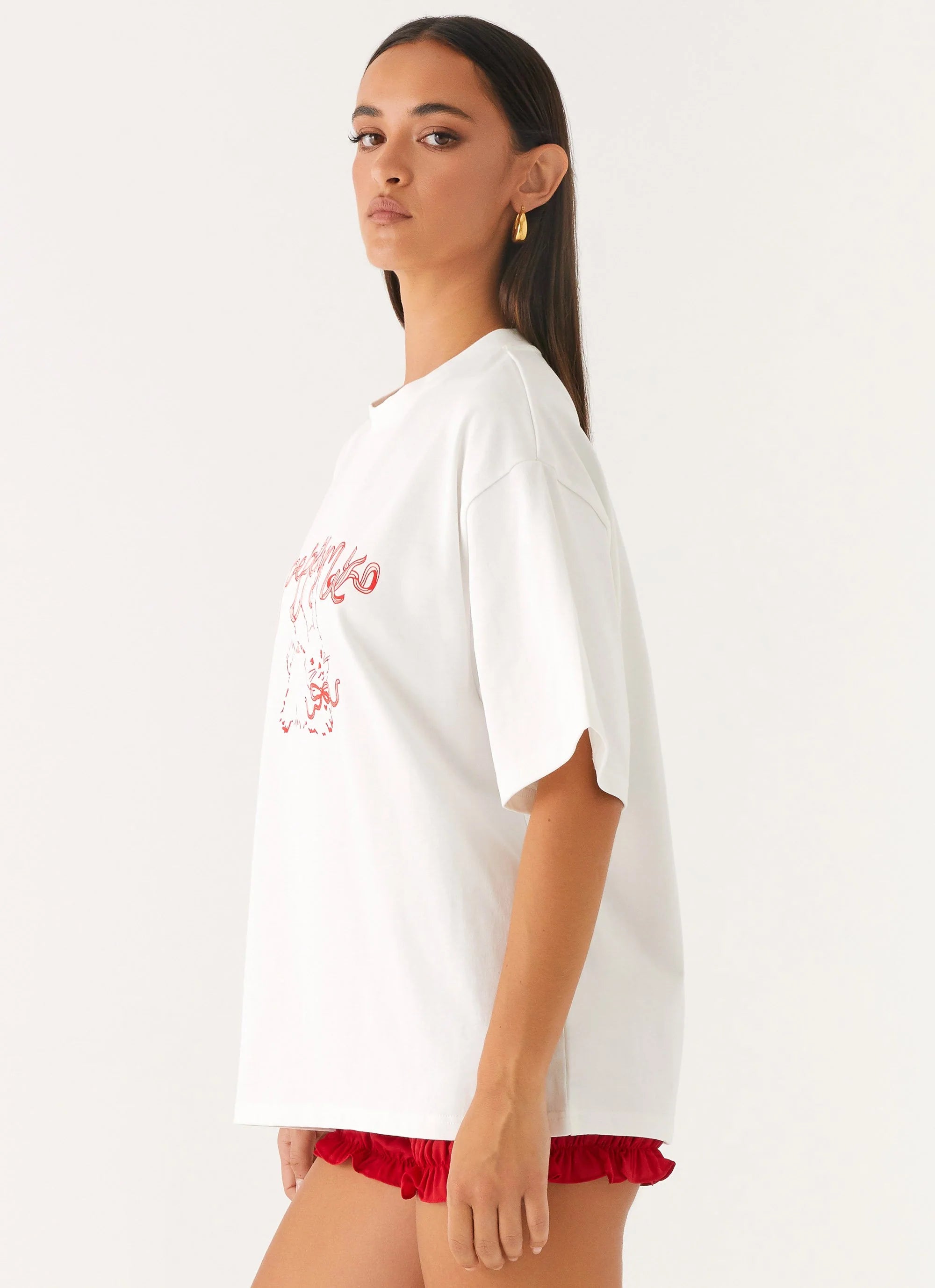 Born To Have Fun Oversized Graphic Tee - Pink Bunny