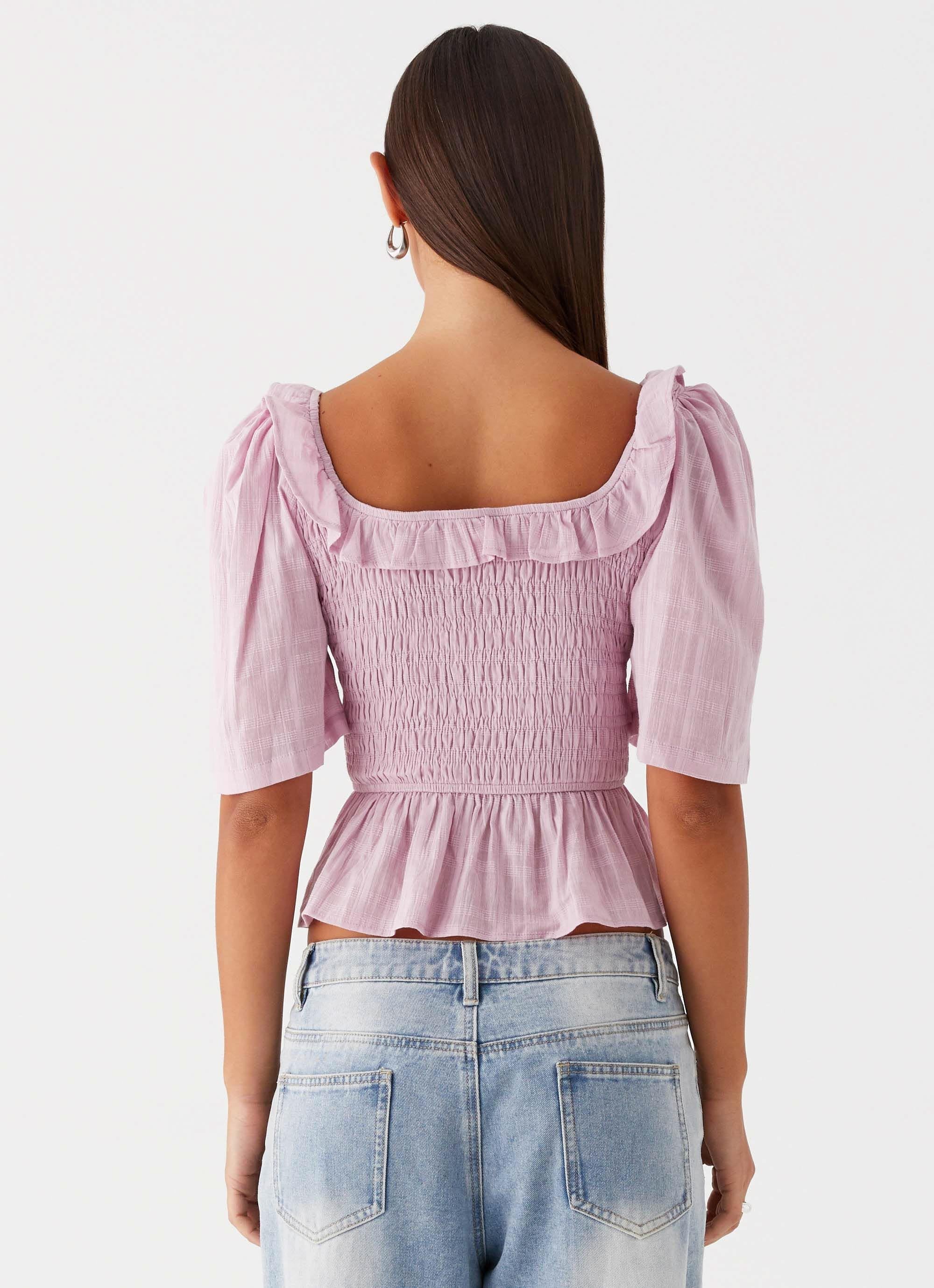 Hidden Gem Shirring Top - Purple