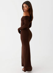 Cocoa Long Sleeve Maxi Dress - Chocolate