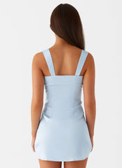 Odette Satin Mini Dress - Blue