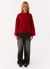 Joey Knit Cardigan - Wine