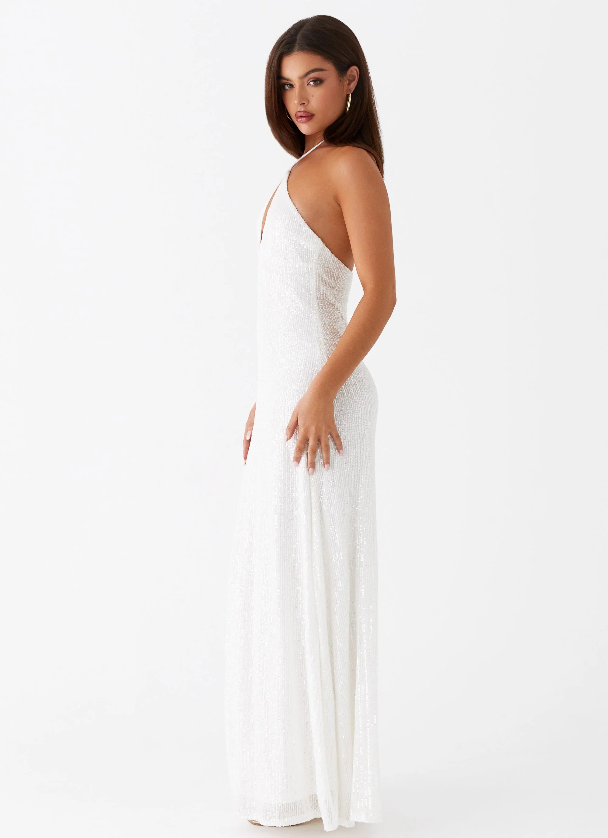 Latanya Sequin Maxi Dress - White