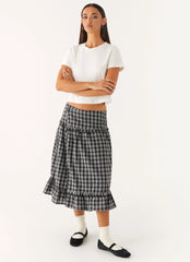 Laura Midi Skirt - White Black Check